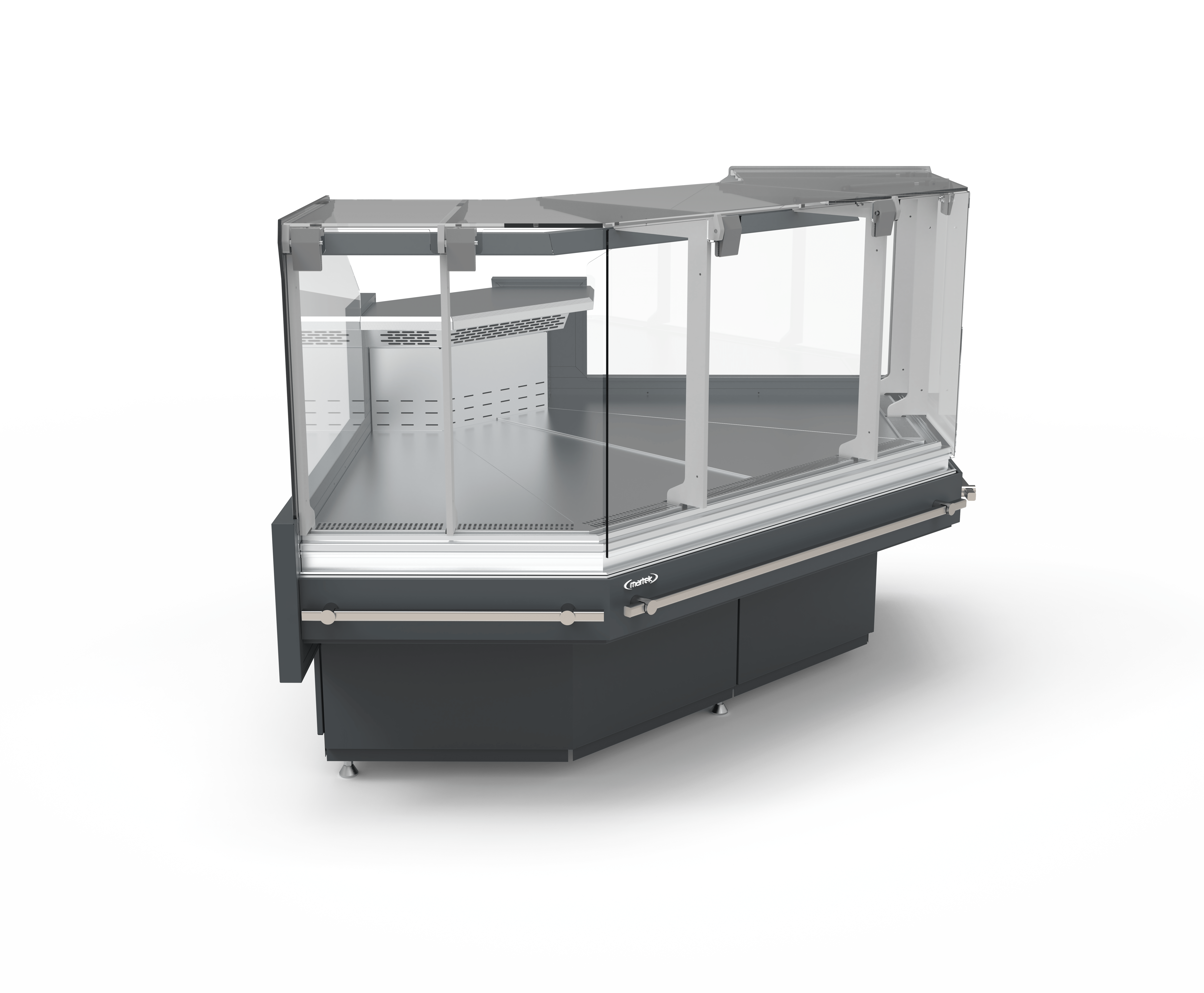 Щандова хладилна витрина BARBUDA L PLATINUM Ъглова х1200х1200mm, Plug-in, с депо, без страници