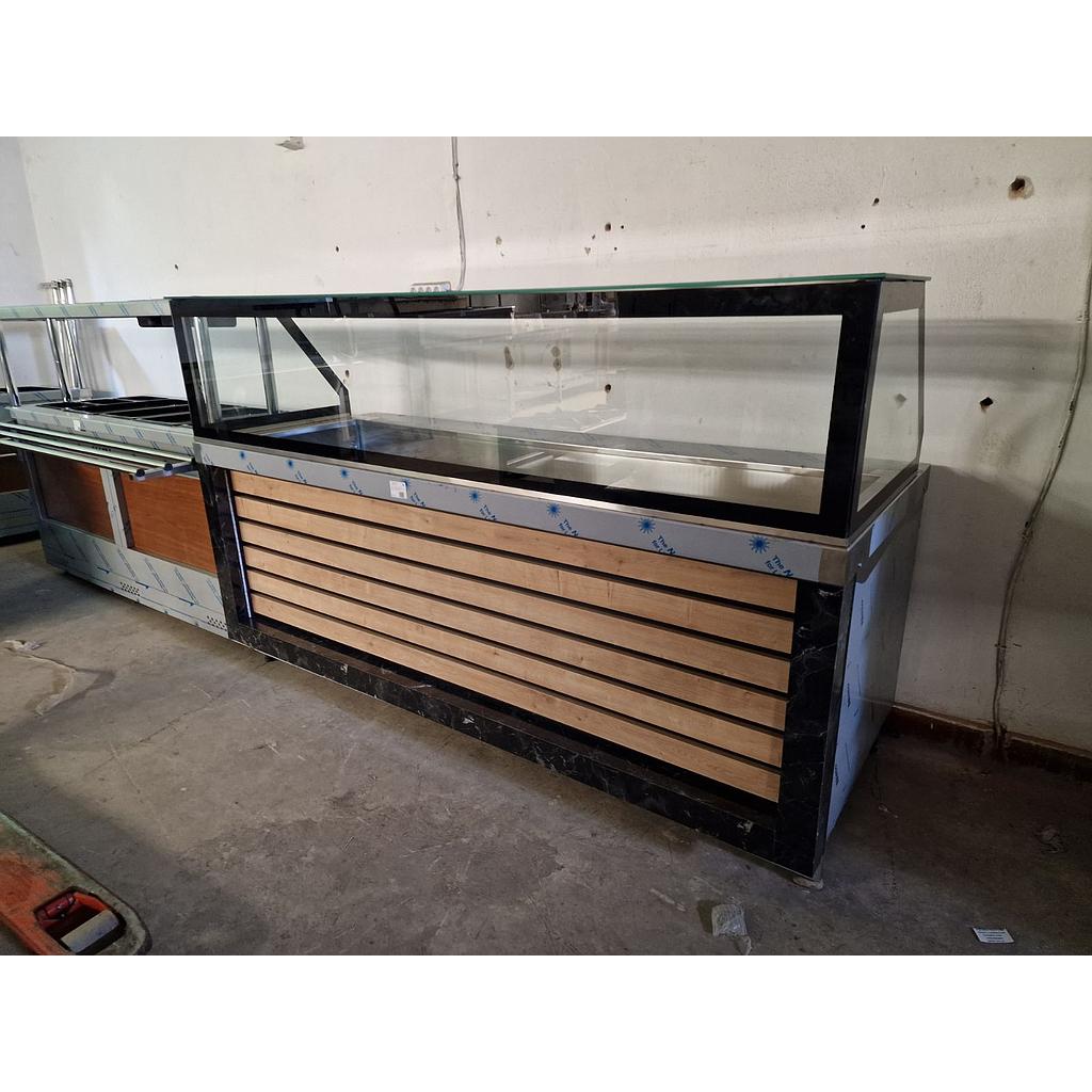 Electric bain-marie, 4 GN 1/1, Wooden decoration, 1500x700x850/1350mm