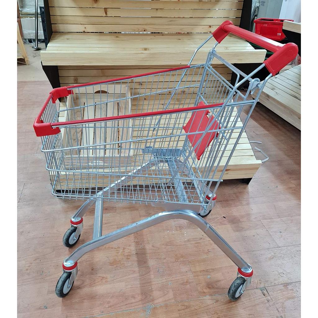Metal shopping cart red 100 liters