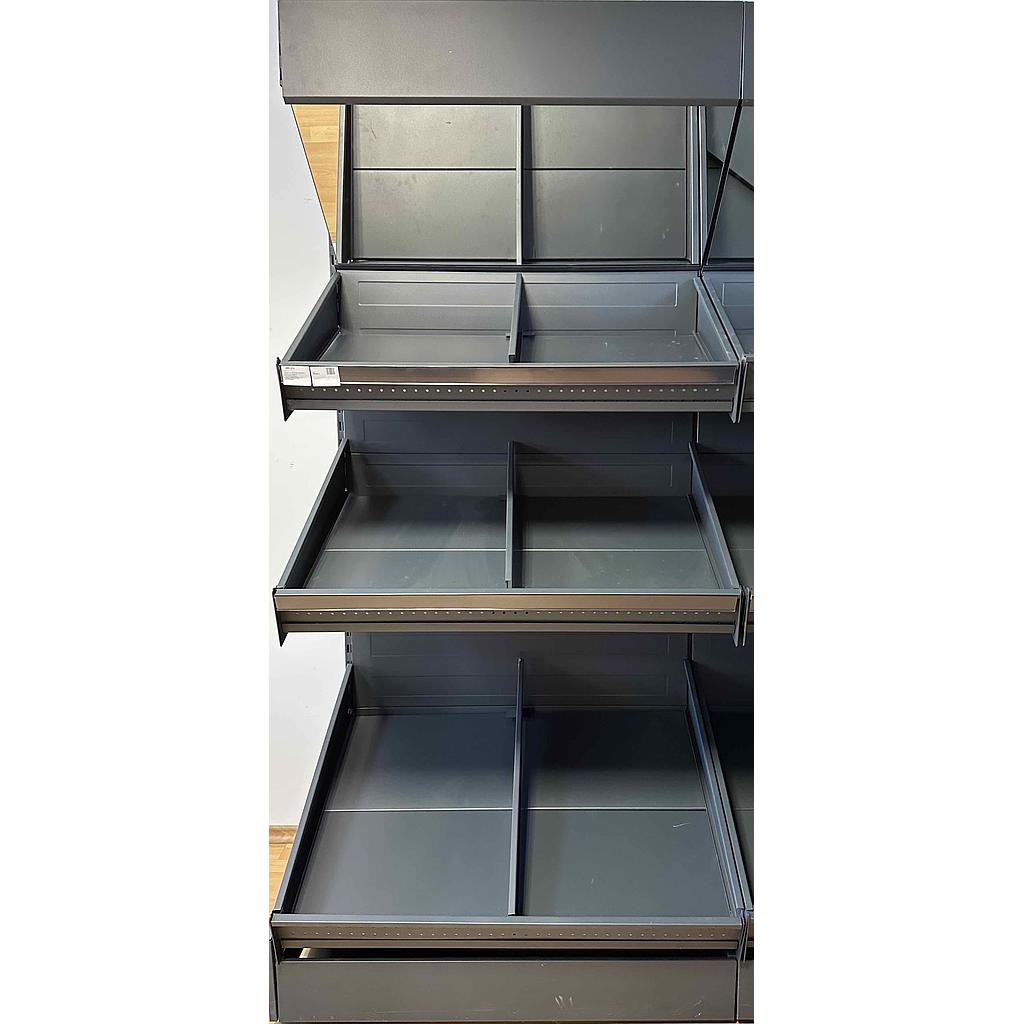 Стелаж зеленчук метален с шапка и огледало 600х1000х2250мм, 3*600