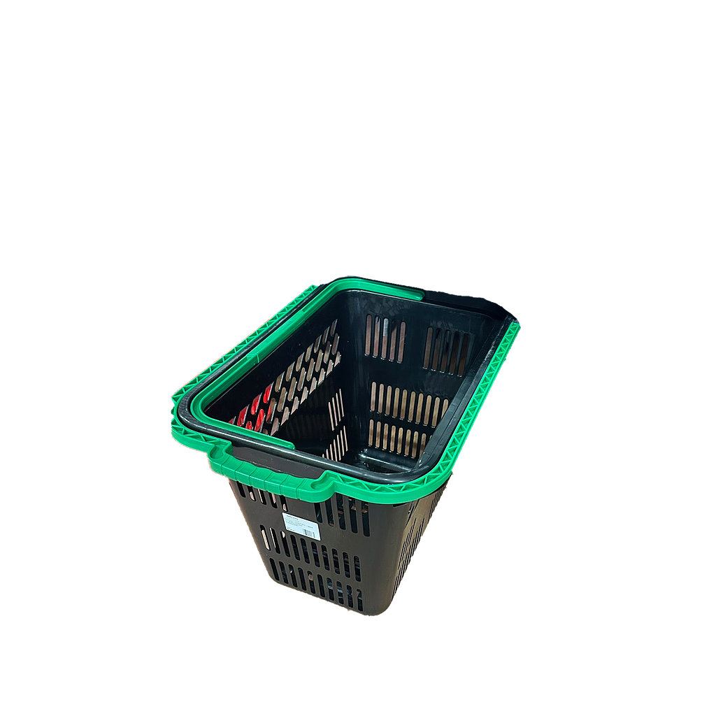 Кошница с колела 54 л. - черна със зелена дръжка