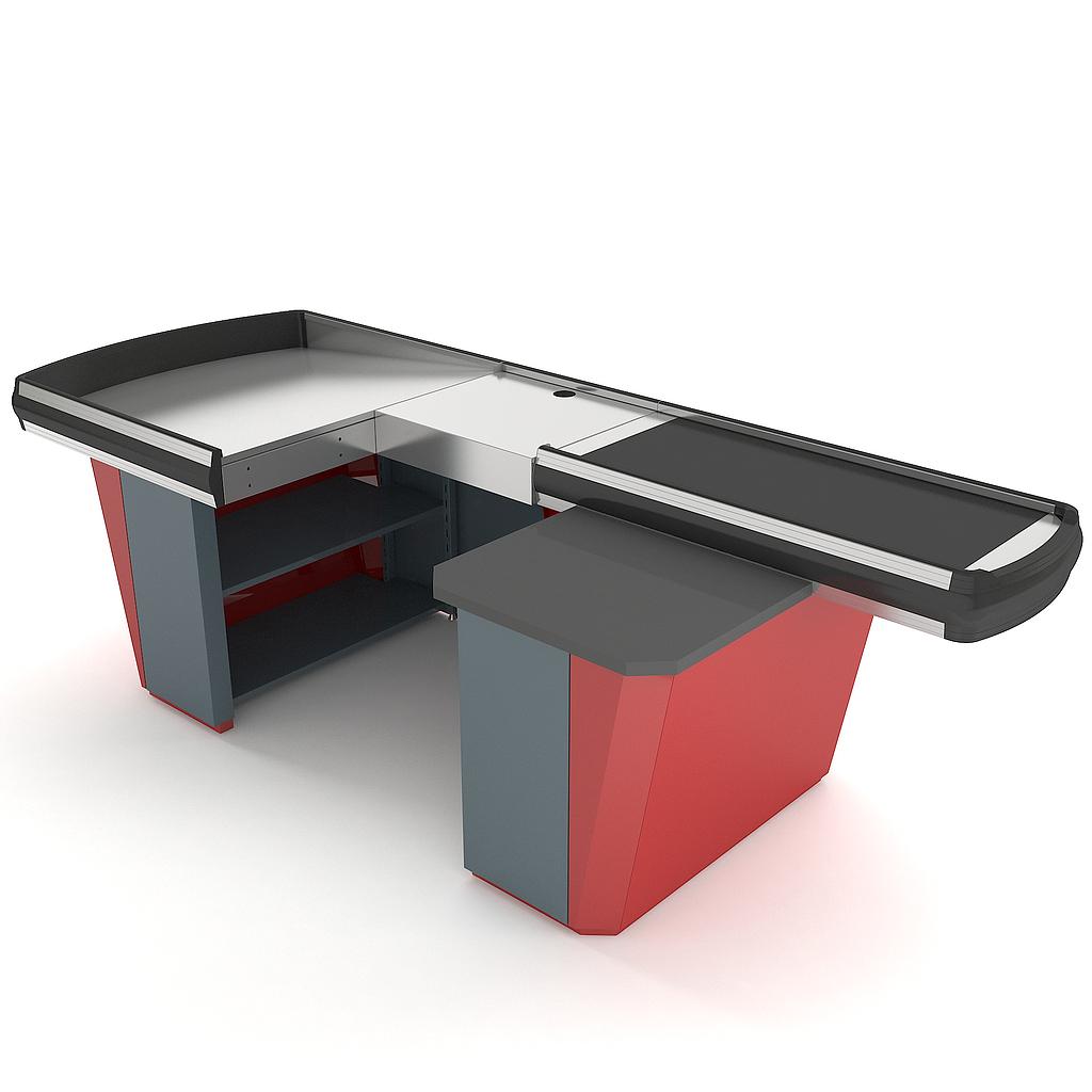 Касов бокс OVAL "L" с подвижна лента , отвор за скенер 2400х1100х900мм - ЛЯВ