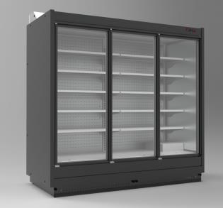 Wall-mounted refrigerated display case SUMBA S / PLUG-IN / WITH HINGED DOOR/ INOX Inside/ 1975x900x2020