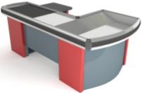 Cash box OVAL "U" with moving belt 2900x1100x900mm, with holes for scanner and cash drawer - LEFT