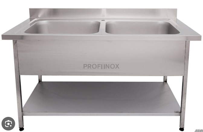 РАБОТНА МАСА С 2 МИВКИ С ОСНОВЕН РАФТ, 1400x700x850