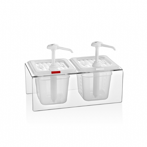 Double dispenser with sauce pump