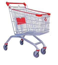 75 LTR. METAL Market trolley
with STANDARD WHEELS
RED plastics
with BABY SEAT
WITHOUT LOGO
ROUND hand without lock